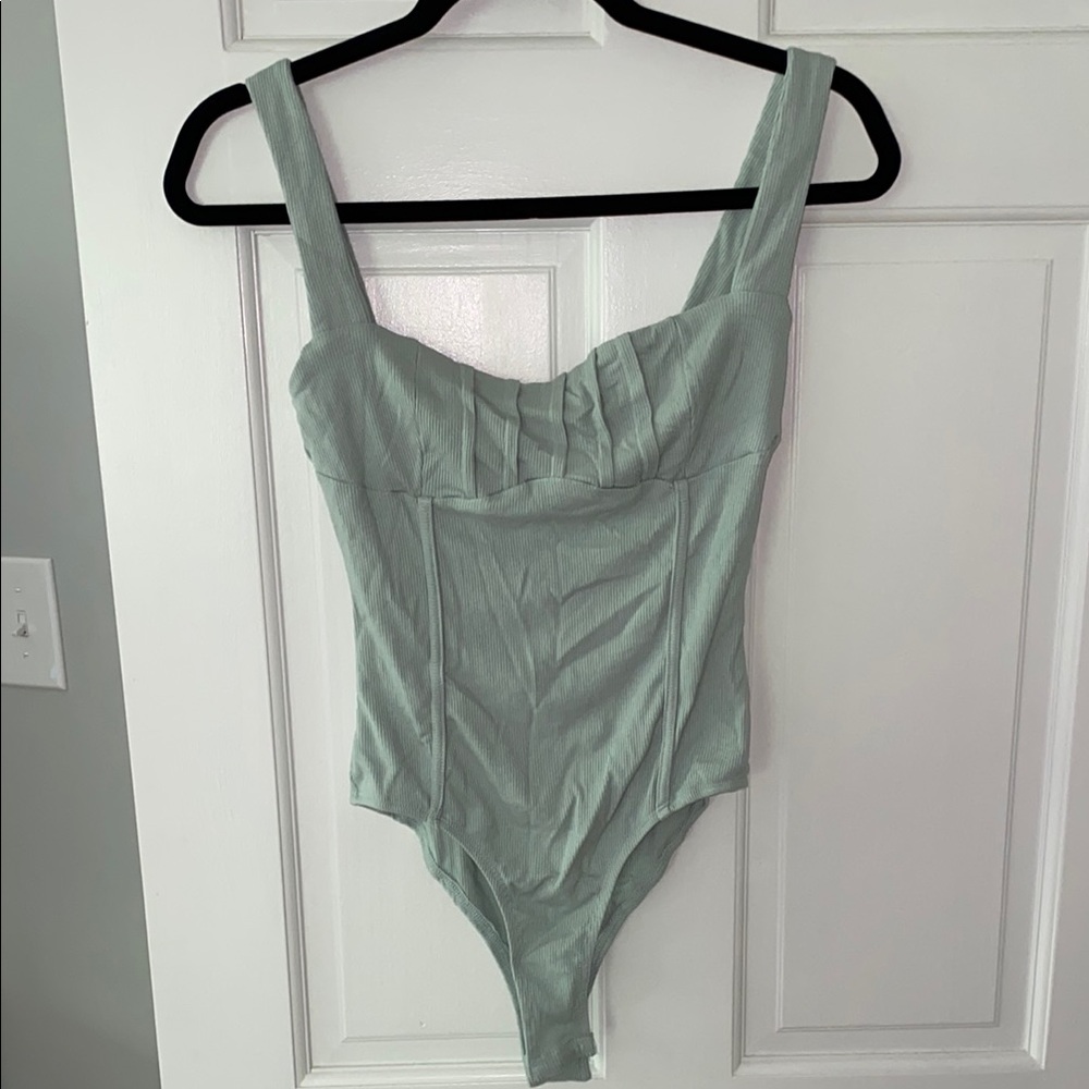Hello Molly Green Bodysuit One Piece with Sweetheart Neckline